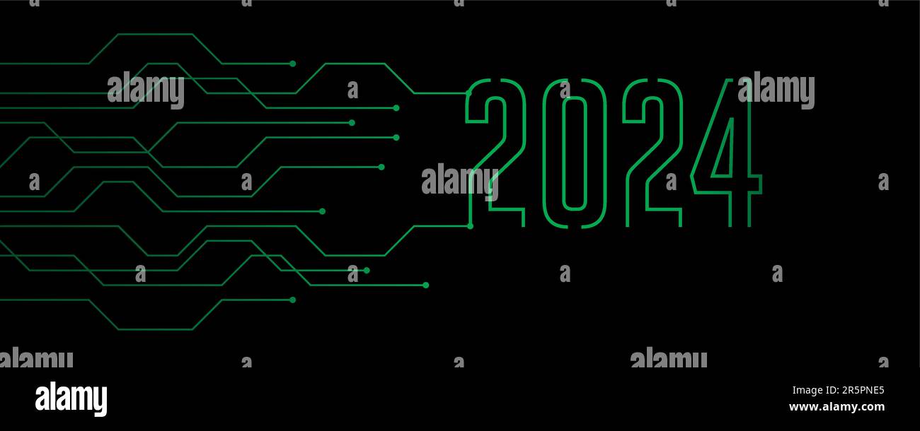 Green Technology Banner 2024 Leiterplattenelektronik digital Stock Vektor