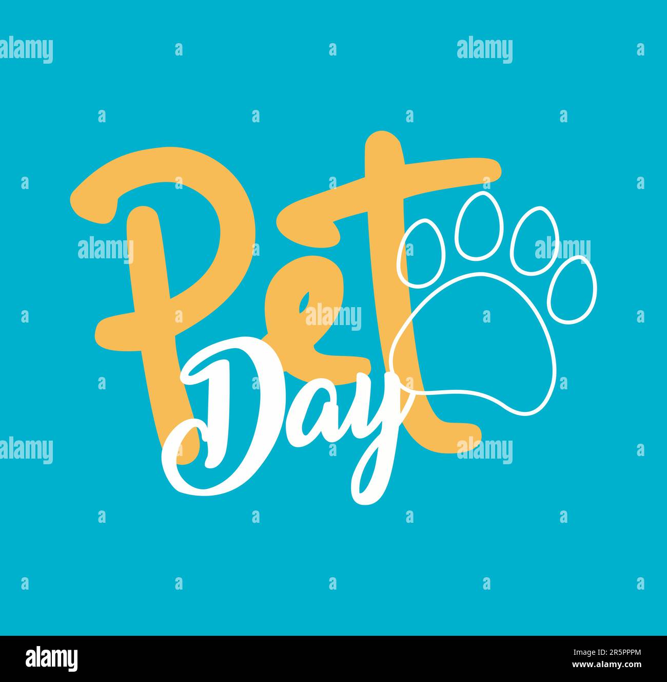 HAPPY PET DAY TYPOGRAPHY WITH PAW VECTOR Stock Vektor