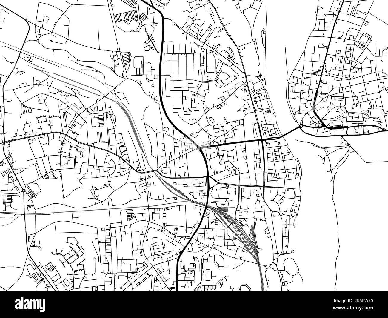 Vektorfahrplan der Stadt Frankfurt am oder auf weißem Hintergrund. Stockfoto