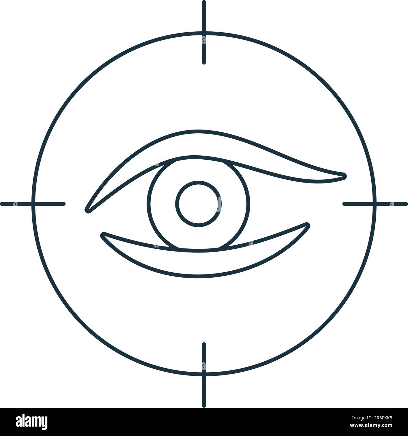 Retina-Scan-Symbol. Monochromes einfaches Schild aus der Sicherheitssammlung. Retina-Scan-Symbol für Logo, Vorlagen, Webdesign und Infografiken. Stock Vektor