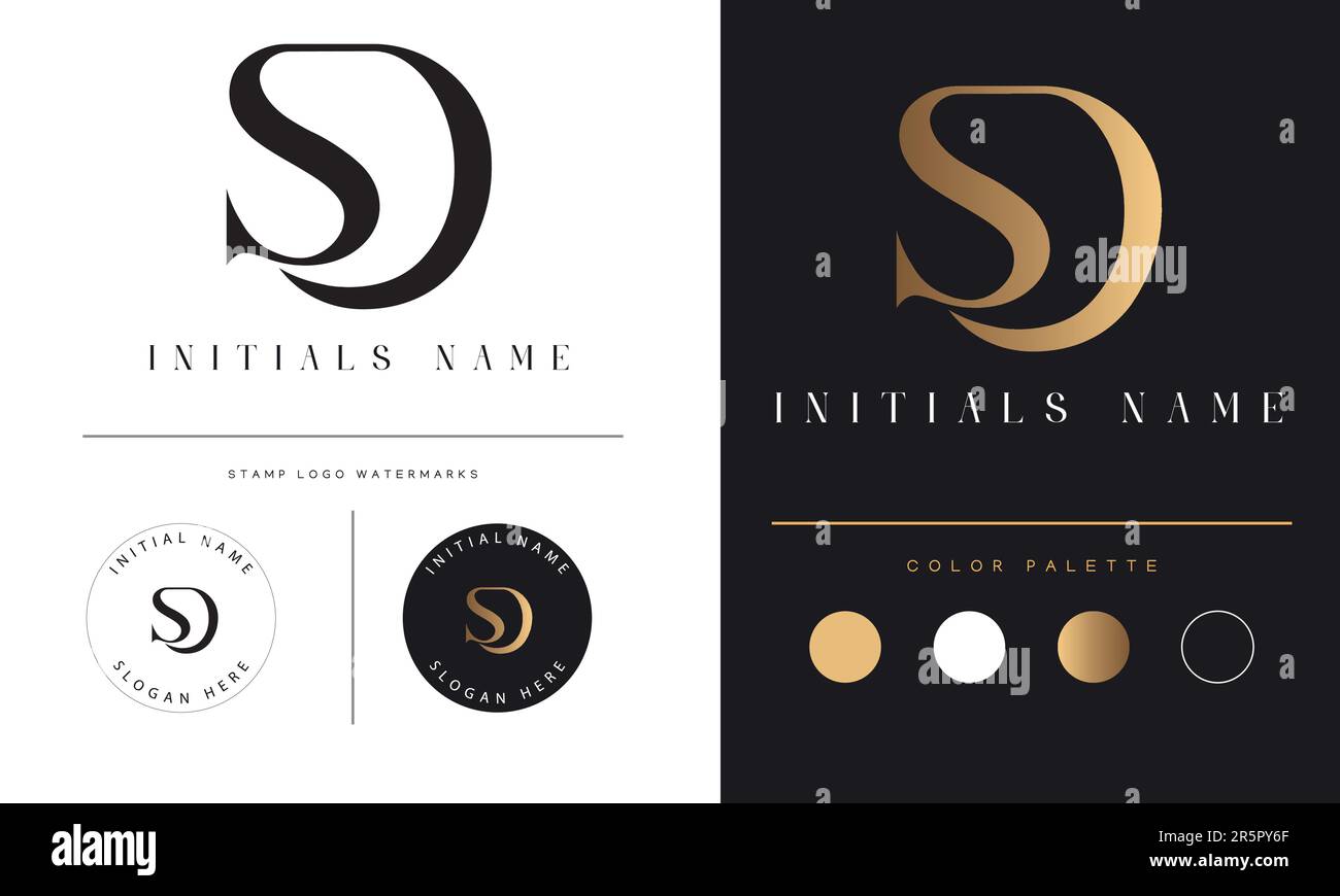 Luxus SD oder DS Initial Monogramm Text Letter Logo-Design Stock Vektor
