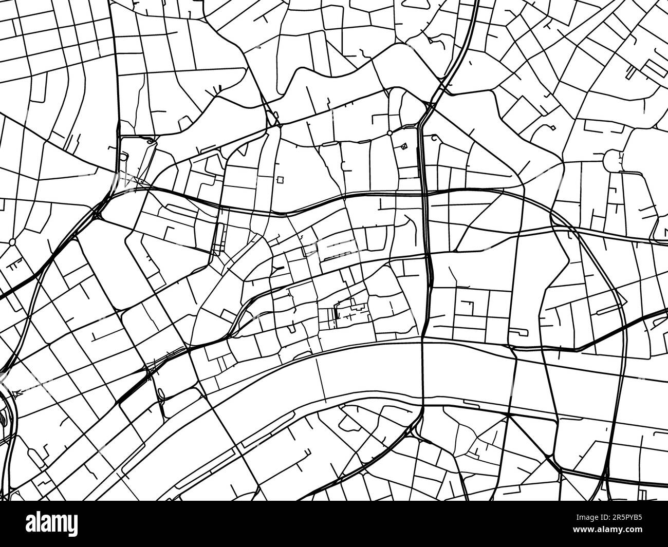 Vector-Straßenkarte der Stadt Frankfurt am Main auf weißem Hintergrund. Stockfoto