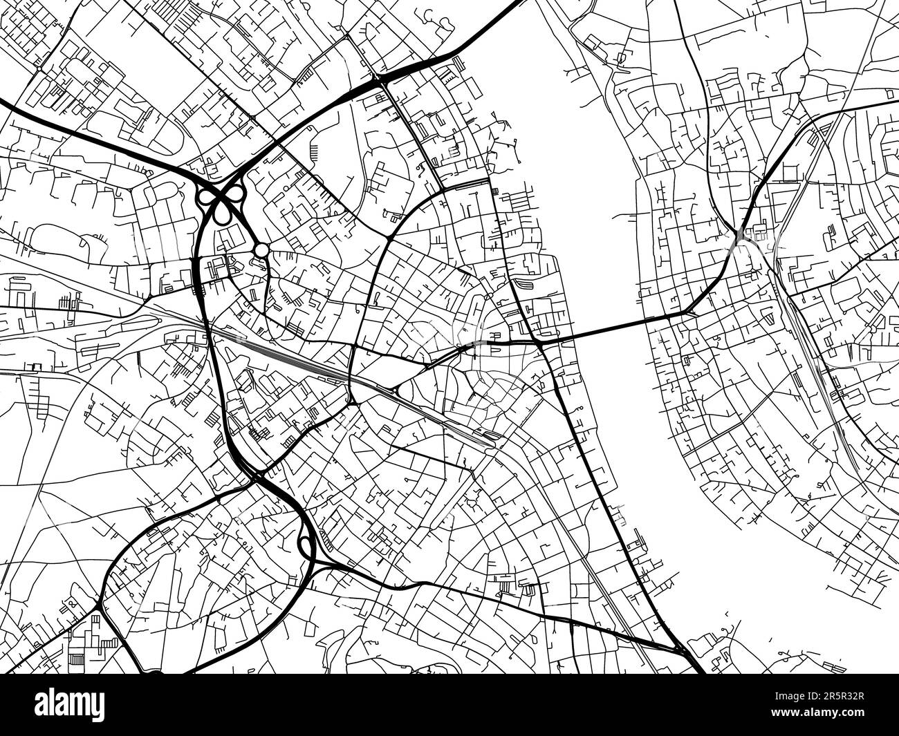 Vector-Straßenkarte der Stadt Bonn auf weißem Hintergrund. Stockfoto