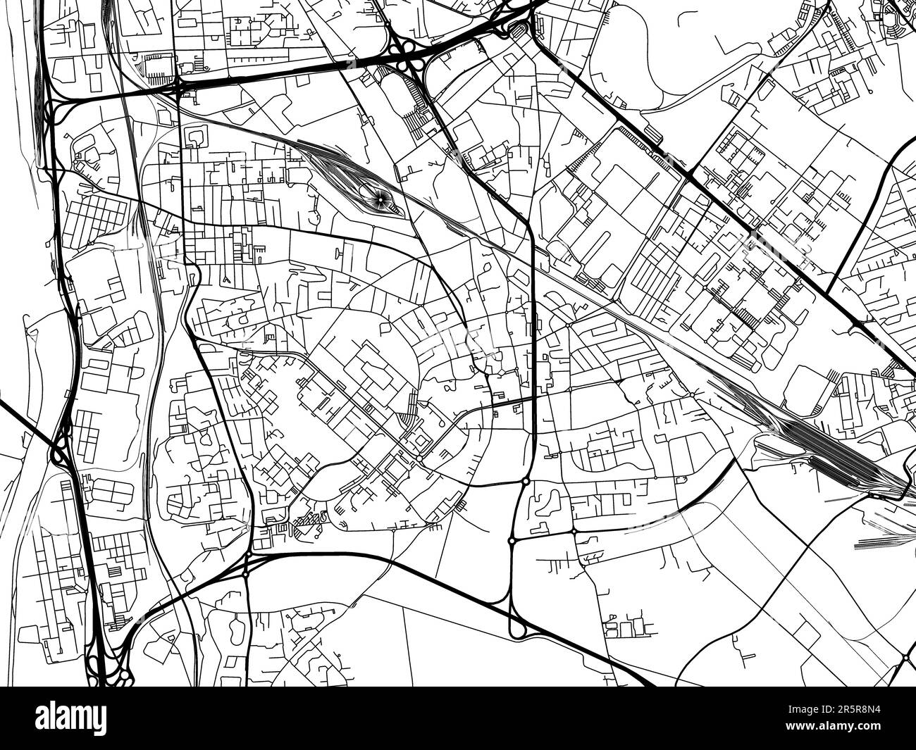 Straßenkarte der Stadt Venissieux in Frankreich auf weißem Hintergrund. Stockfoto