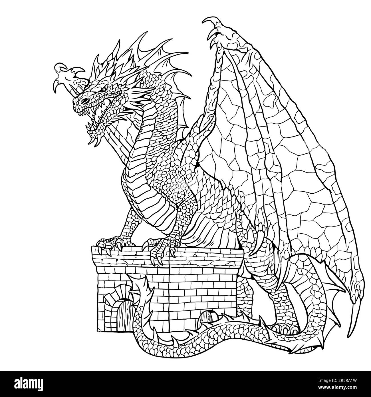 Drachen Malbuch Für Erwachsene – 50 Mythische Malvorlagen Auf 100 Seiten, A4 Softcover, Zur Entspannung