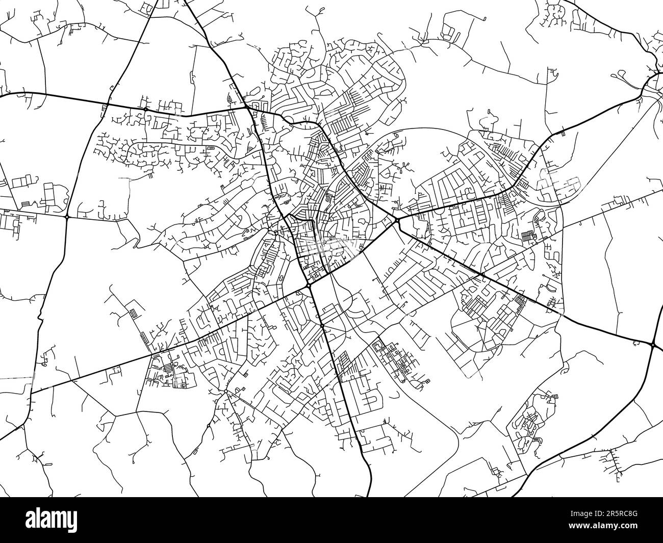 Straßenkarte der Stadt Harrogate im Vereinigten Königreich auf weißem Hintergrund. Stockfoto