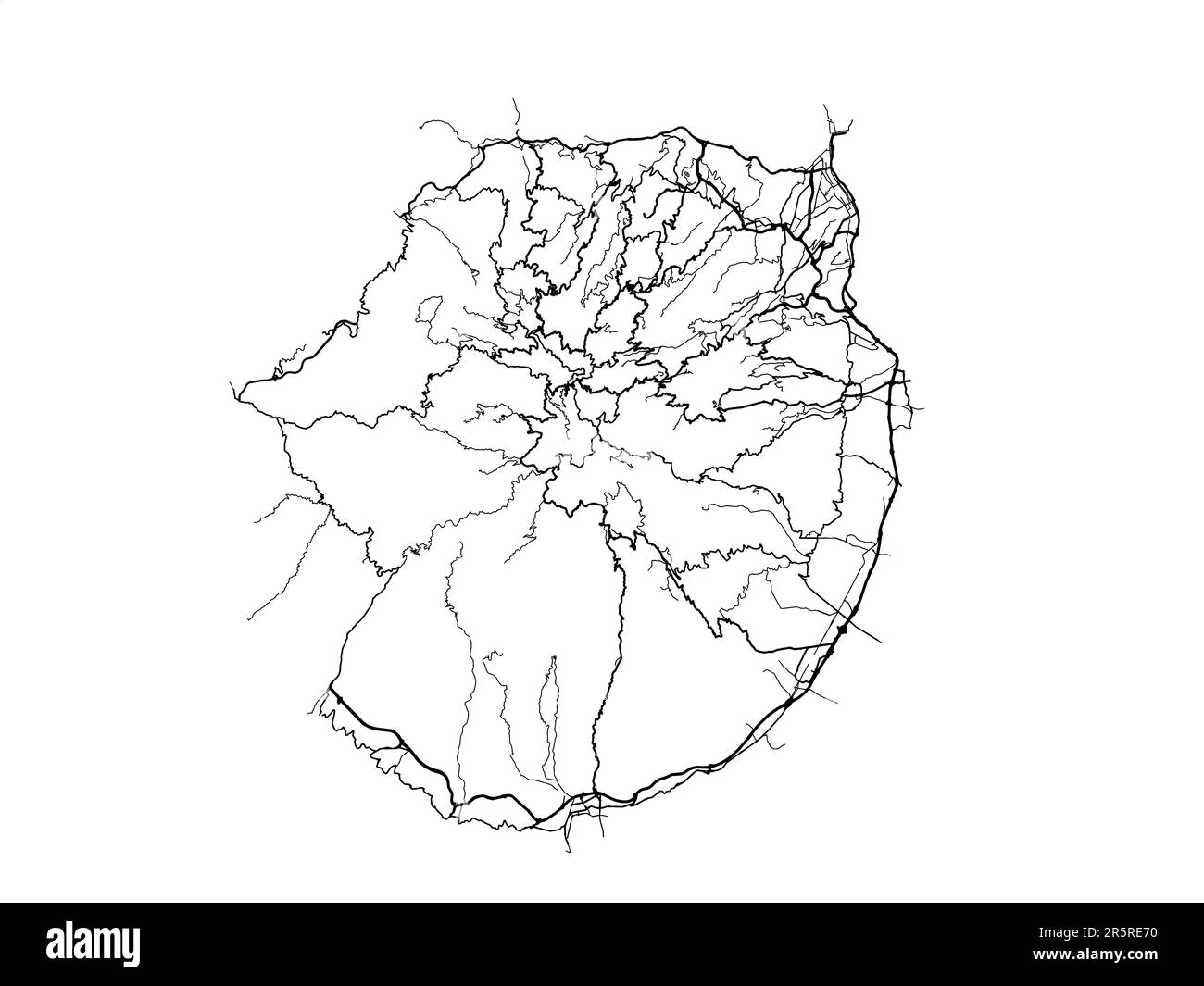 Vector-Straßenkarte der Stadt Gran Canaria in Spanien auf weißem Hintergrund. Stockfoto