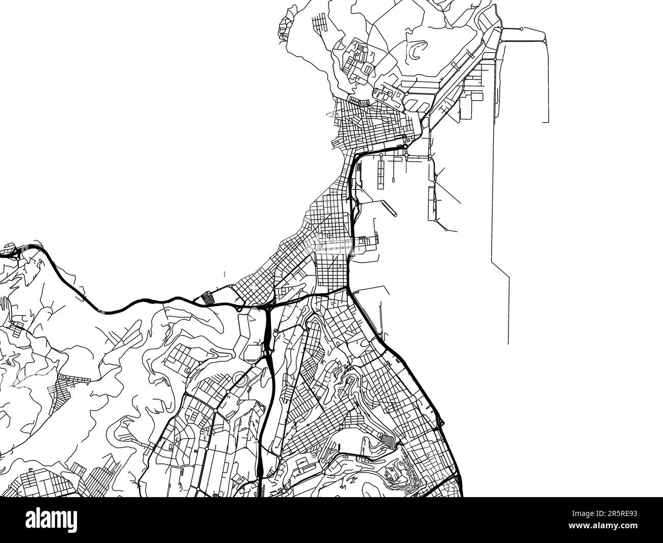 Vector-Straßenkarte der Stadt Las Palmas de Gran Canaria in Spanien auf weißem Hintergrund. Stockfoto