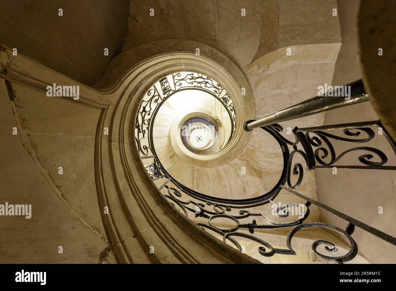 Frankreich, Meurthe et Moselle, Pont à Mousson, Premontres Abteikirche, auch Sainte Marie majeure genannt, erbaut im 18. Jahrhundert heute Centre Culturel de Lorraine (lothringisches Kulturzentrum), die runde Treppe Stockfoto