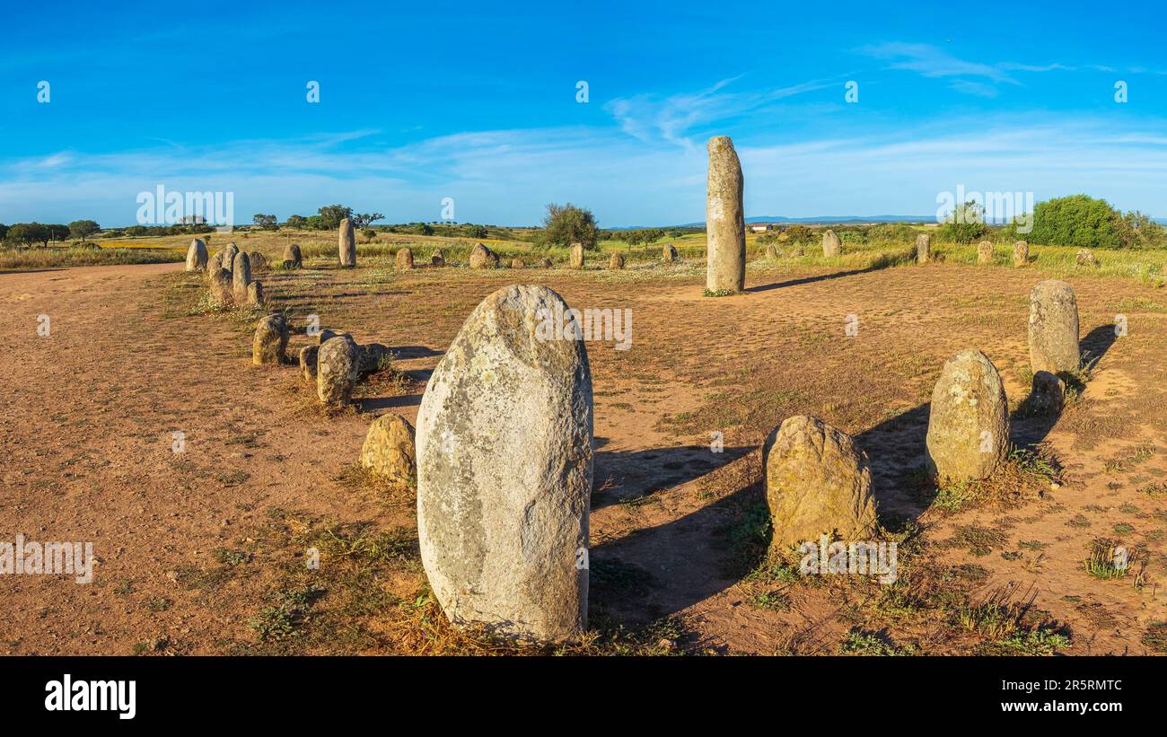 Portugal, Region Alentejo, Umgebung von Monsaraz, Cromlech von Xerez, ein megalithischer Komplex von 4000 bis 3000 v. Chr Stockfoto