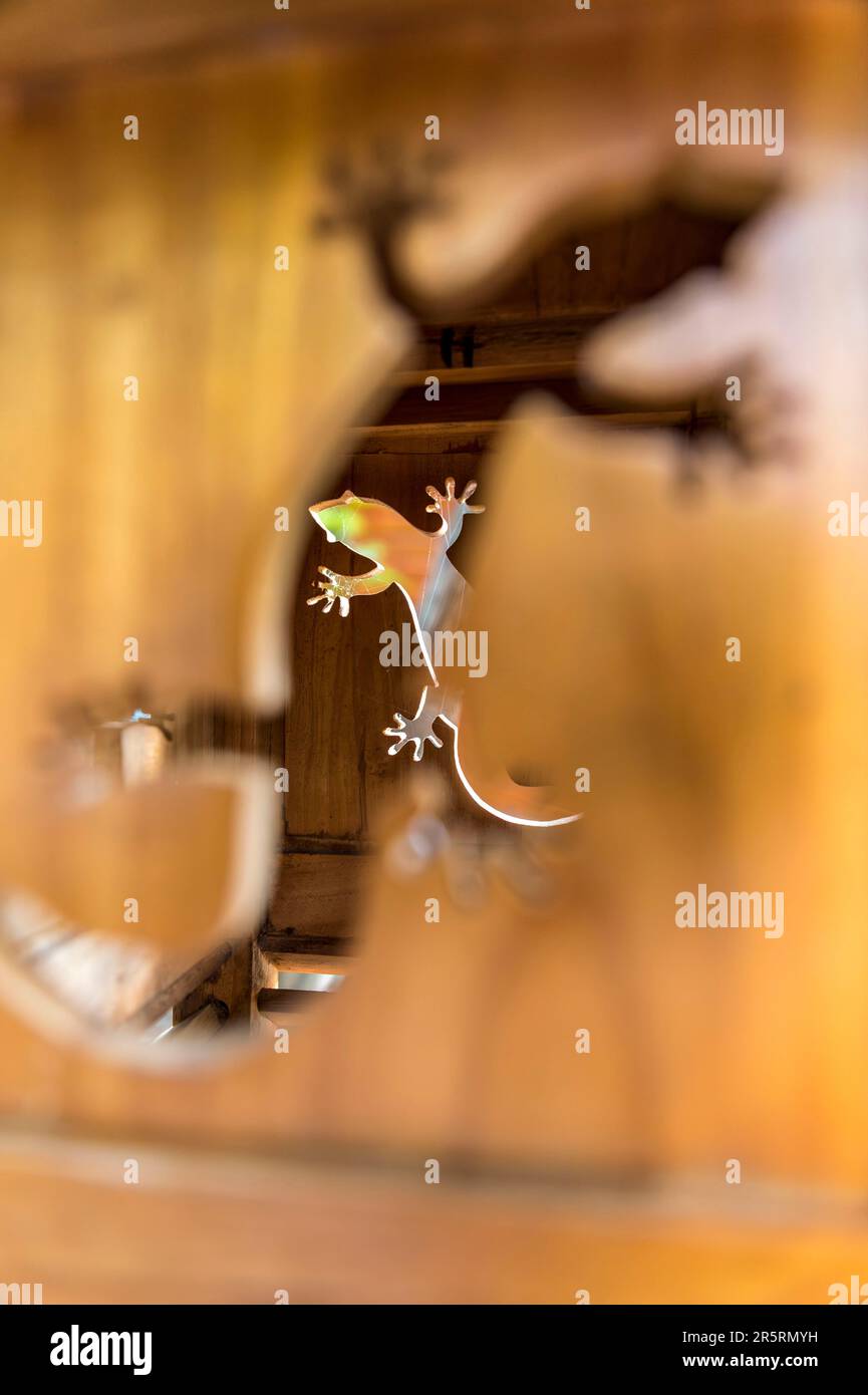 Frankreich, Karibik, Kleinen Antillen, Guadeloupe, Basse-Terre, Deshaies, Au Jardin des Colibris, eine charmante und ungewöhnliche Unterkunft mit der Bezeichnung Esprit Parc national, die von der Liga zum Schutz der Vögel (LPO) als Zufluchtsstätte eingestuft wurde; eine wahre Oase des Friedens für die Vogelwelt und für diejenigen, die in diesem 10.000 Hektar großen Wald Harmonie und Wohlbefinden finden Stockfoto