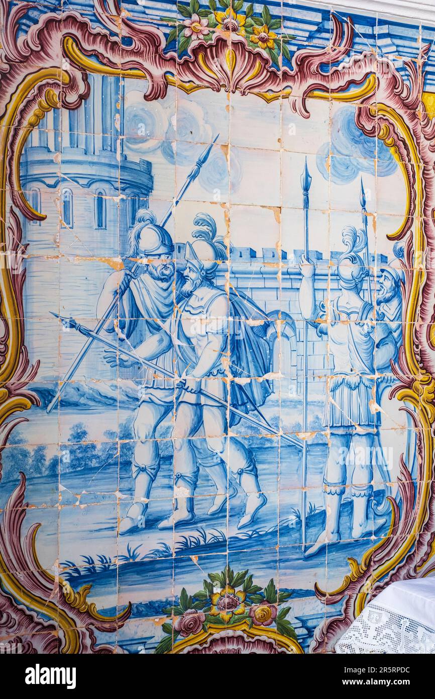 Portugal, Region Alentejo, Vila Vicosa, Kapelle mit Asulejos, Etappen des Kreuzes Vila Vicosa oder Via Sacra de Vila Vicosa Stockfoto