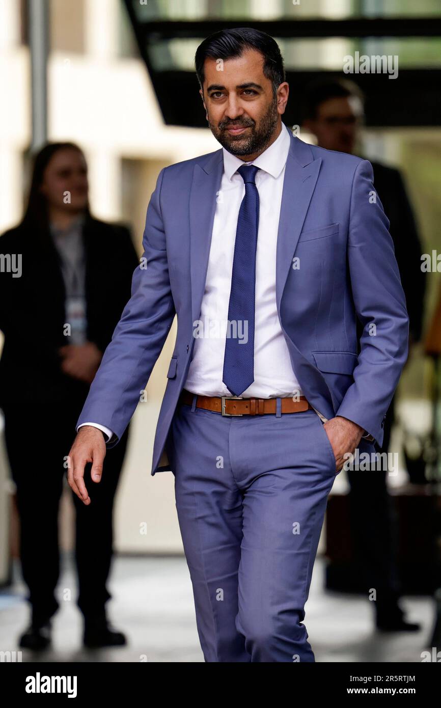 Erster Minister Humza Yousaf während des Forums des Scottish Council for Development and Industry (SCDI) an der Royal Bank of Scotland Business School in Edinburgh. Foto: Montag, 5. Juni 2023. Stockfoto