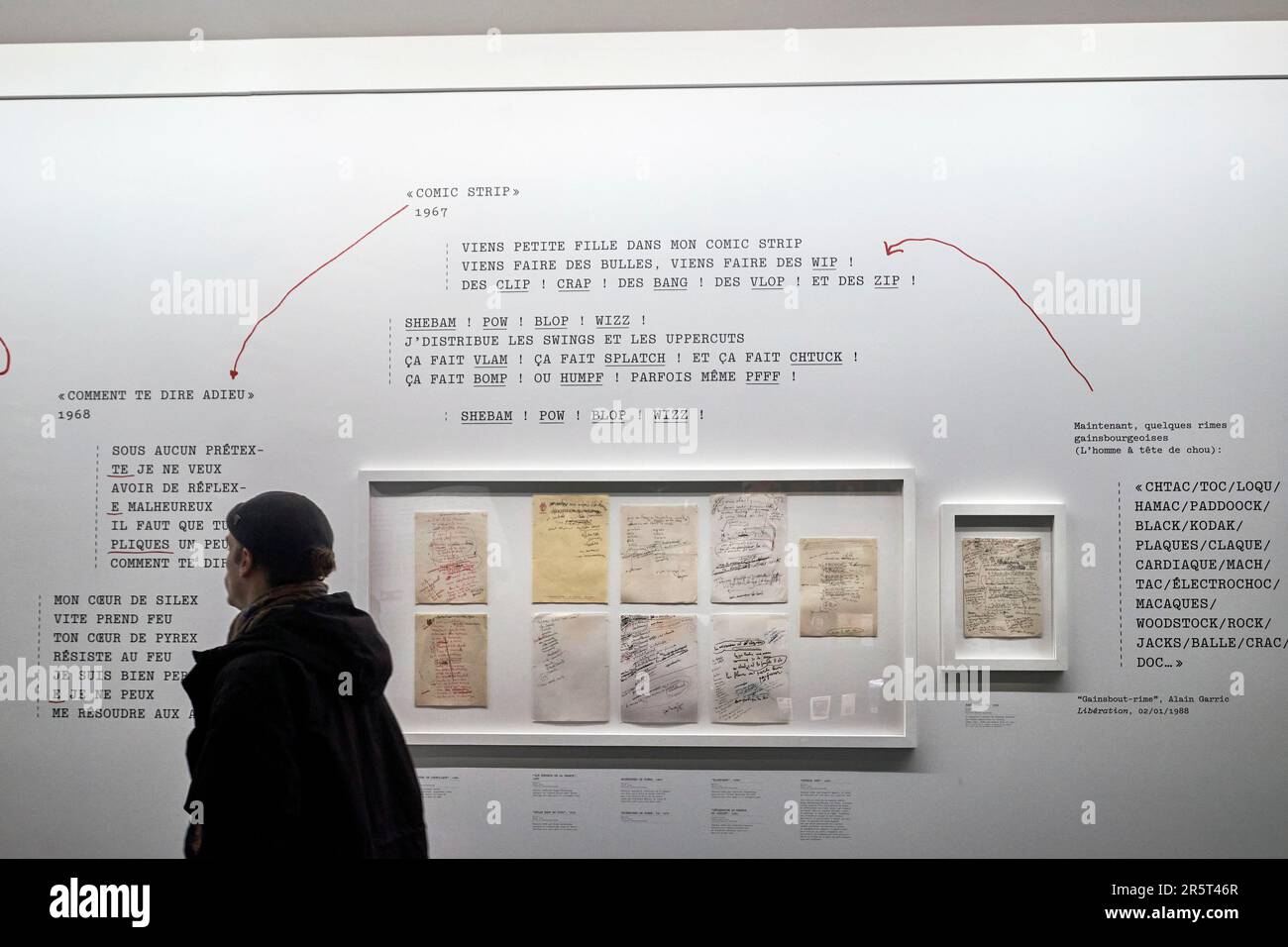 Frankreich, Paris, Viertel Les Halles, Centre Pompidou oder Beaubourg, öffentliche Informationsbibliothek, Ebene 2, Ausstellung Le mot Exact, Manuskripte Stockfoto