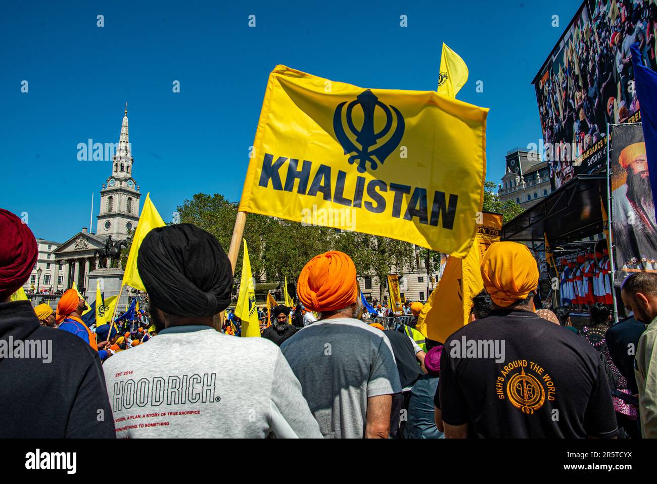 London, Vereinigtes Königreich - Juni 4. 2023: Sikh Diaspora im Vereinigten Königreich veranstaltete anlässlich des 39. Jahrestags des Massakers am Goldenen Tempel im Jahr 1984 eine Kundgebung. Stockfoto