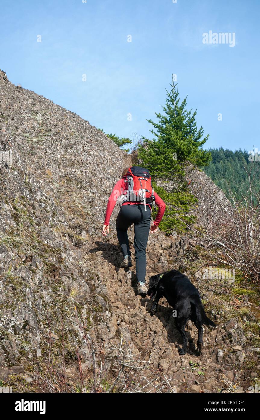 Frauen wandern auf dem Silver Star Mountain. Bundesstaat Washington. USA Stockfoto