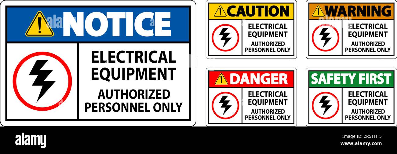Warnschild „Gefahr“ Für Elektrische Geräte, Nur Autorisiertes Personal Stock Vektor