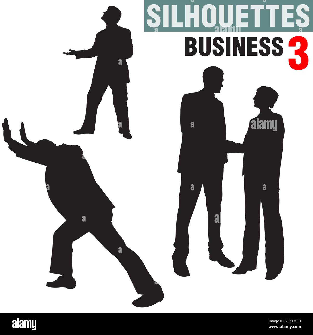 Silhouetten - Business 3 - hochdetaillierte Schwarz-Weiß-Illustrationen. Stock Vektor