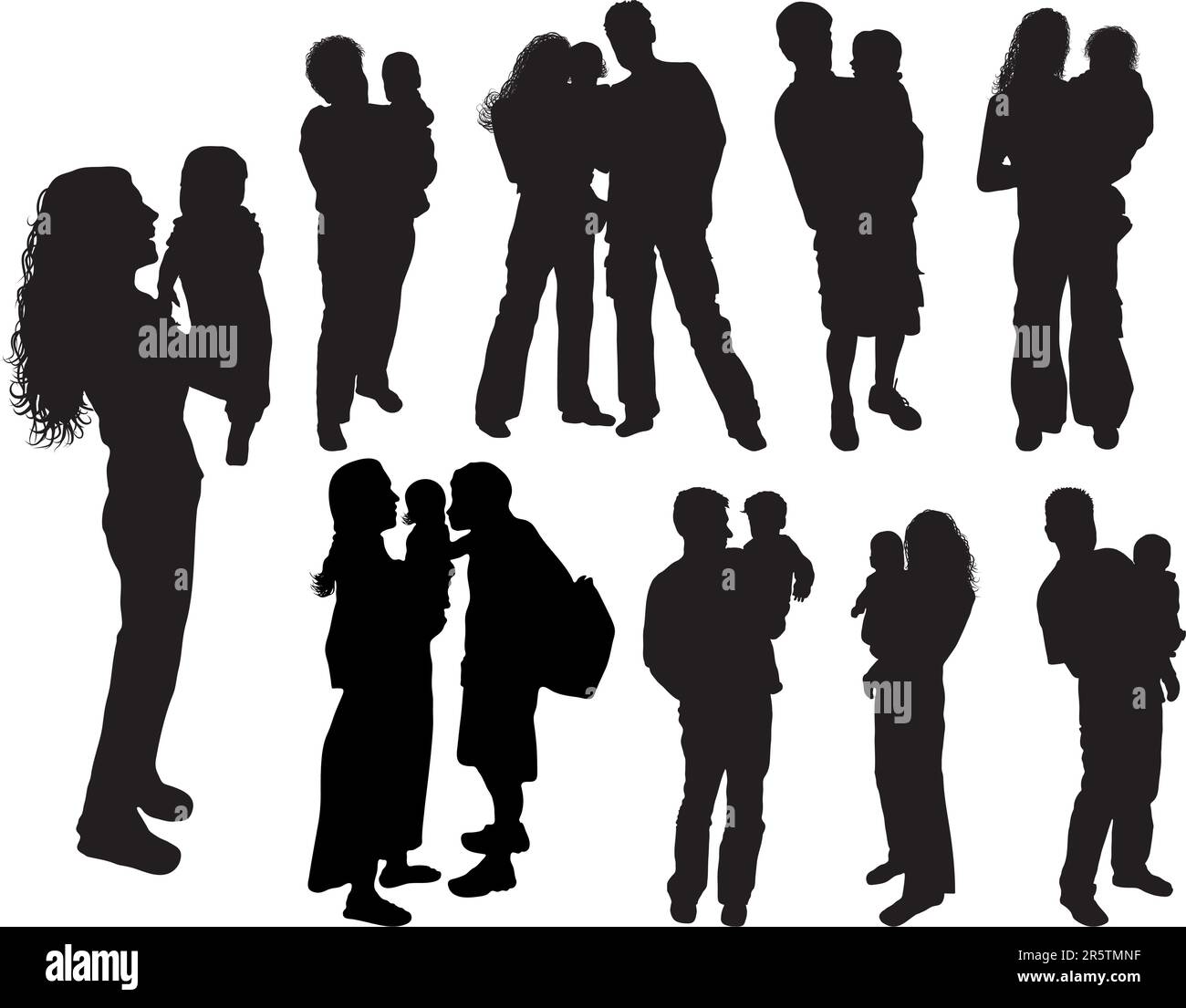 Silhouetten von Eltern mit Baby, Vektordarstellung Stock Vektor
