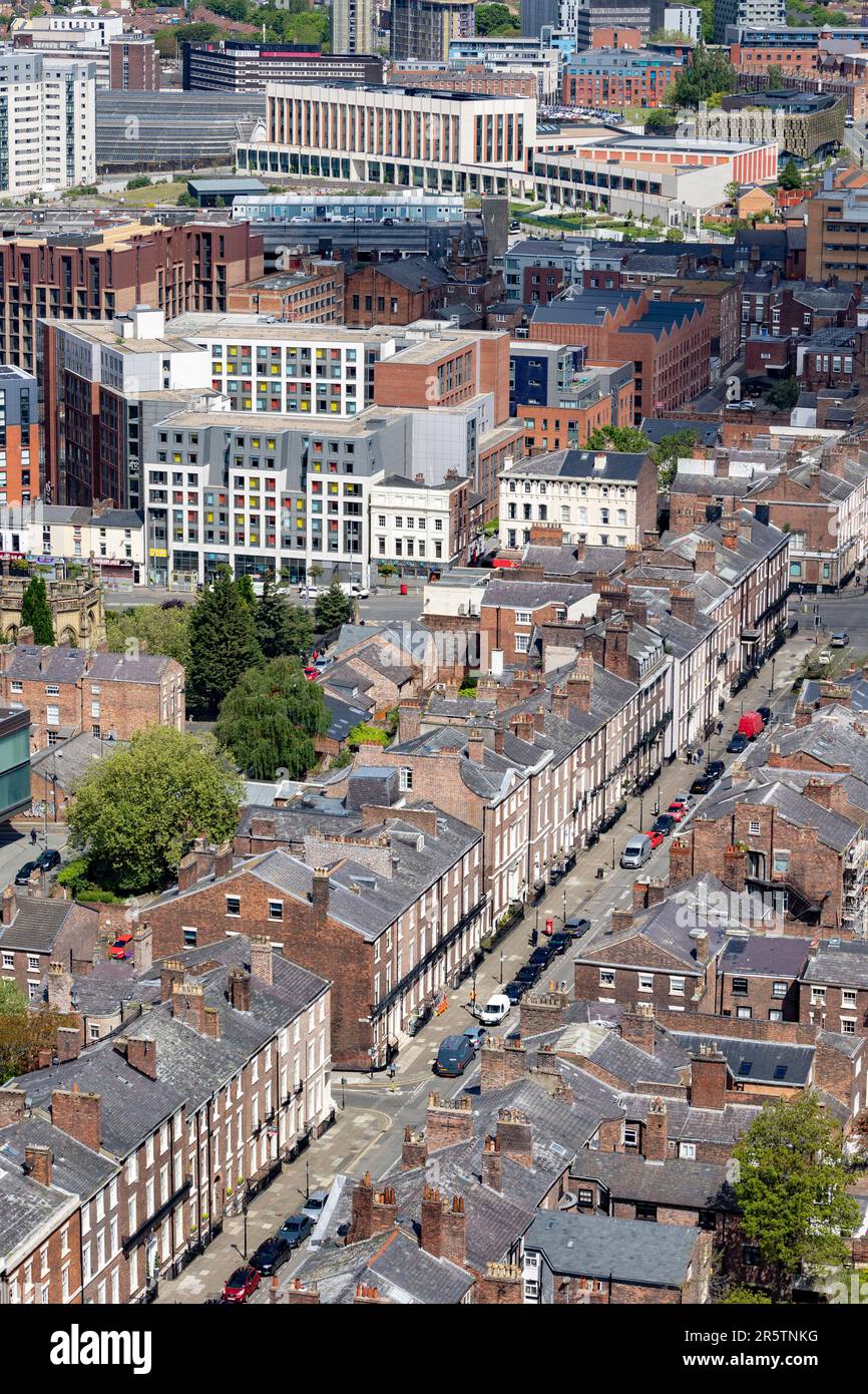 Liverpool, vereinigtes Königreich 16. Mai 2023 Luftaufnahme der Vororte von Liverpool Stockfoto