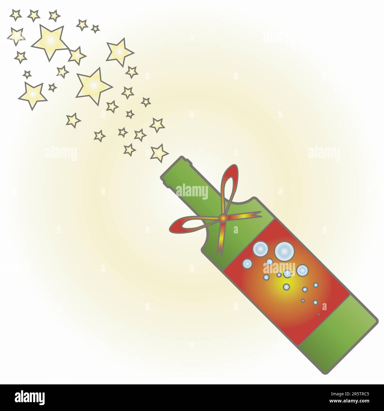 Abbildung einer explodierenden Champagnerflasche Stock Vektor