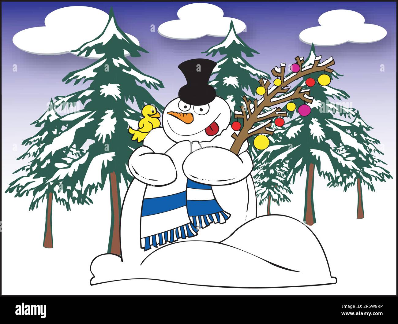 Illustration eines Schneemanns Stock Vektor