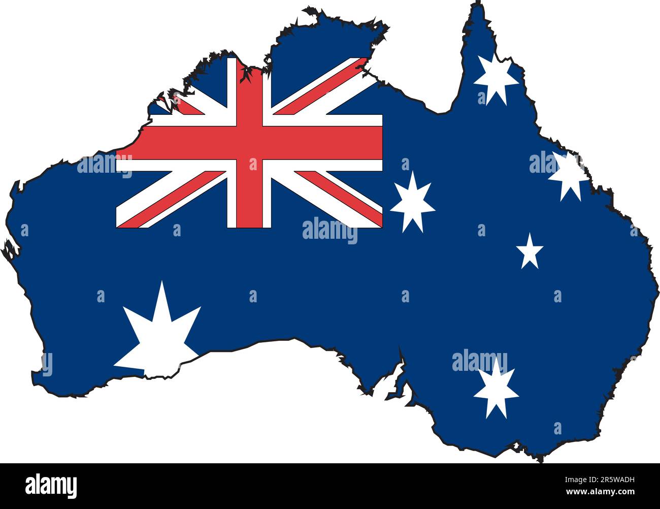 Darstellungsvektor einer Karte und Flagge aus Australien Stock Vektor