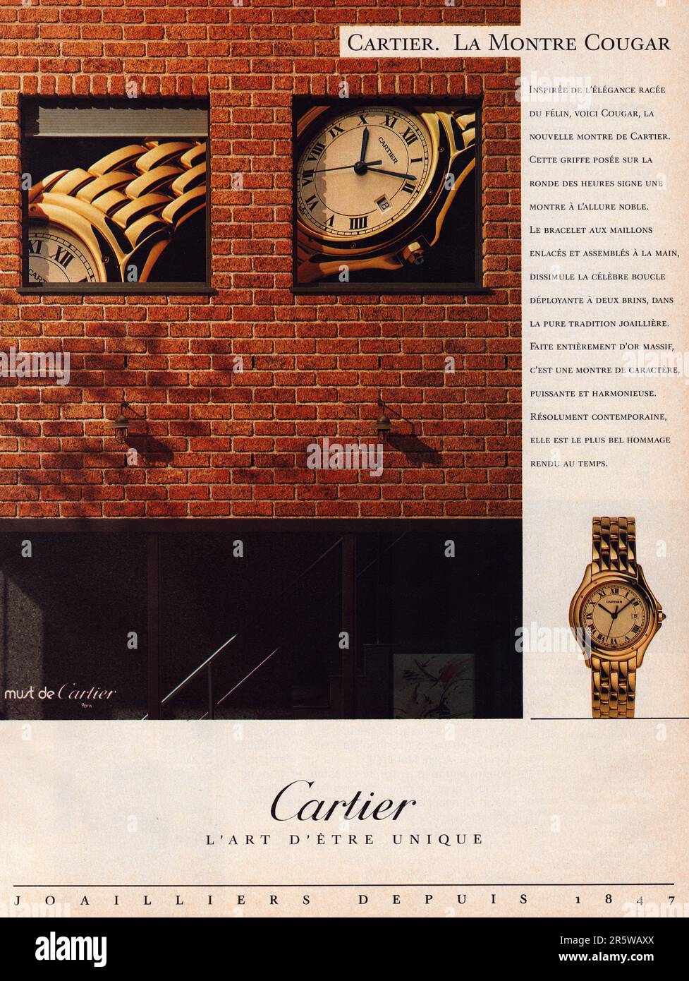 Cartier-Golduhr-Werbung Stockfoto