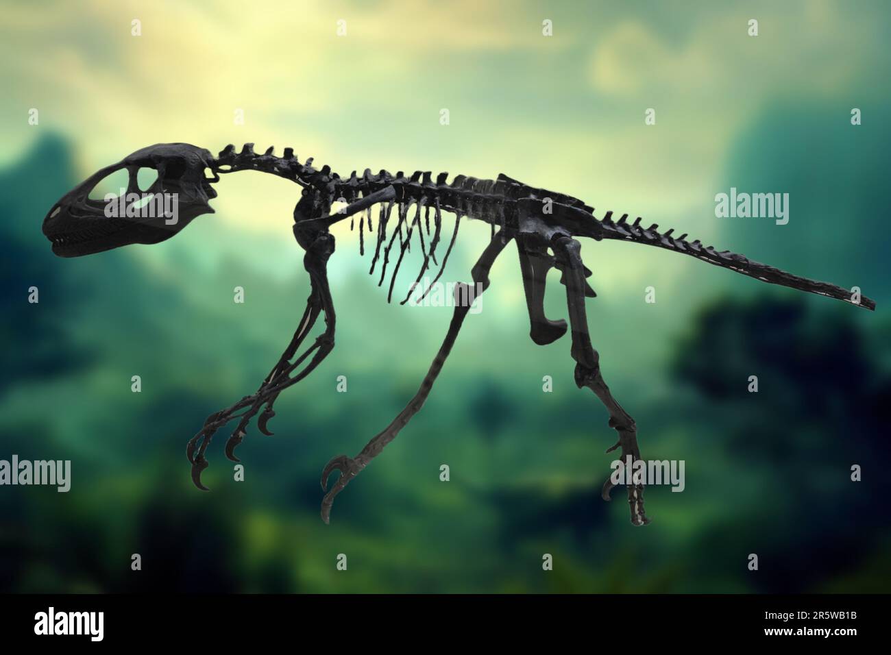 Deinonychus war eine Art Dinosaurier, der in Nordamerika während der frühen Kreidezeit lebte Stockfoto