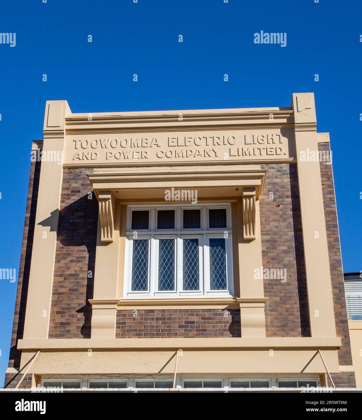 Das Toowoomba Electric Light and Power Company Limited Gebäude, heute die Regional Art Gallery, in der Ruthven Street Stockfoto