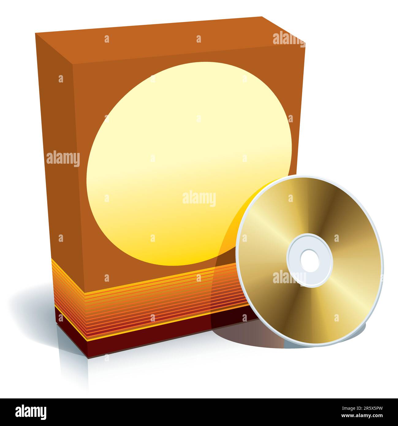 Roter, leerer 3D-Karton mit CD, gebrauchsfertig, Vektor. Stock Vektor