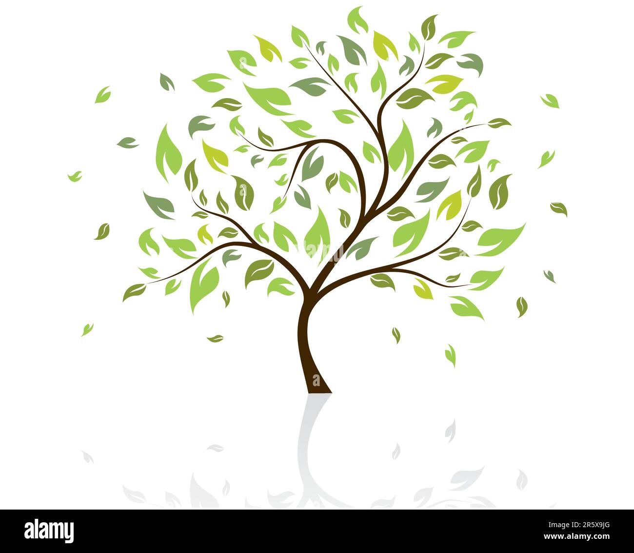 Vektor-Illustration der Baum mit fallenden Blätter Stock Vektor
