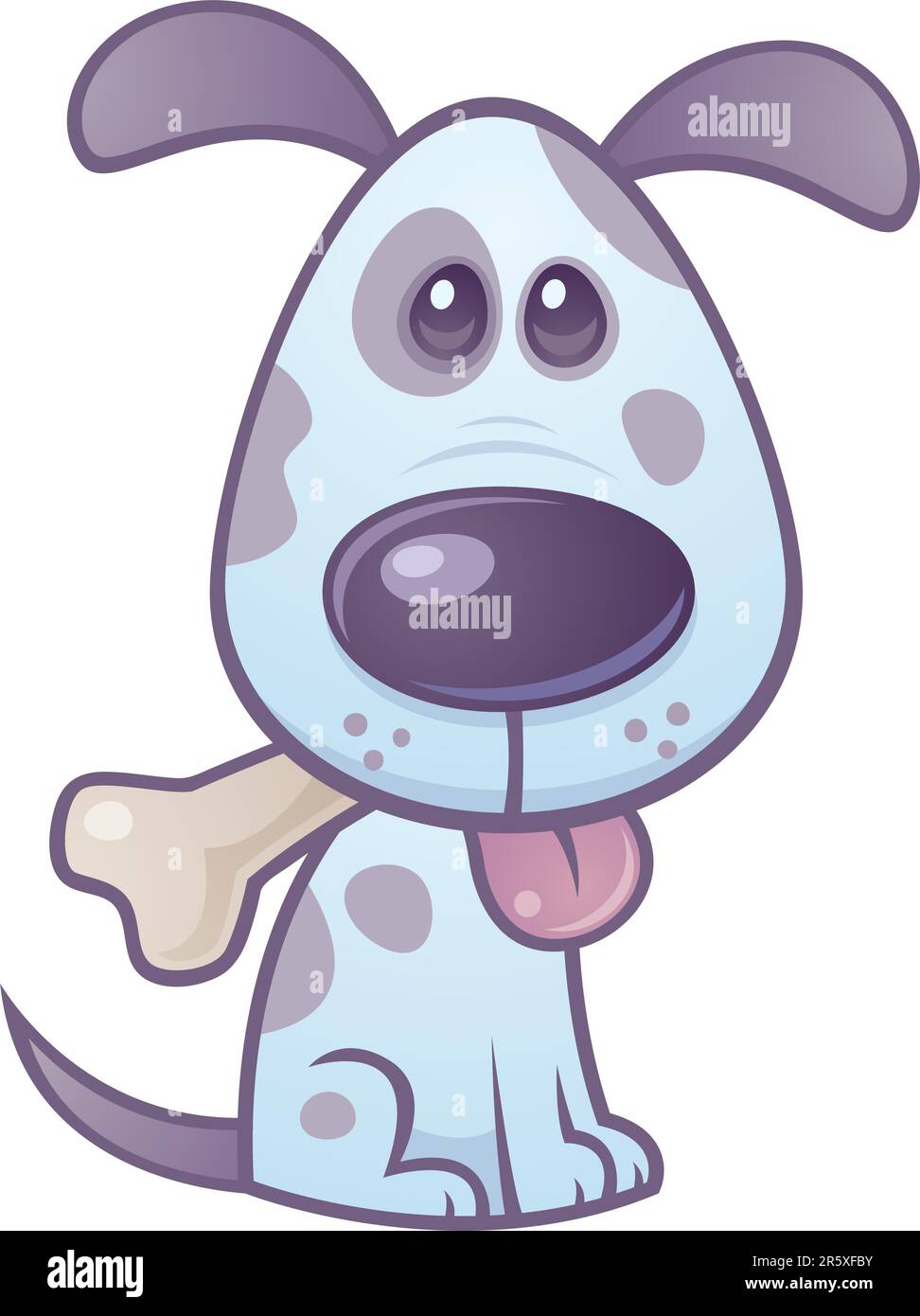 Vektor-Cartoon Illustration einen niedlichen Welpen Hund mit einem Knochen in den Mund und die Zunge heraus. Stock Vektor