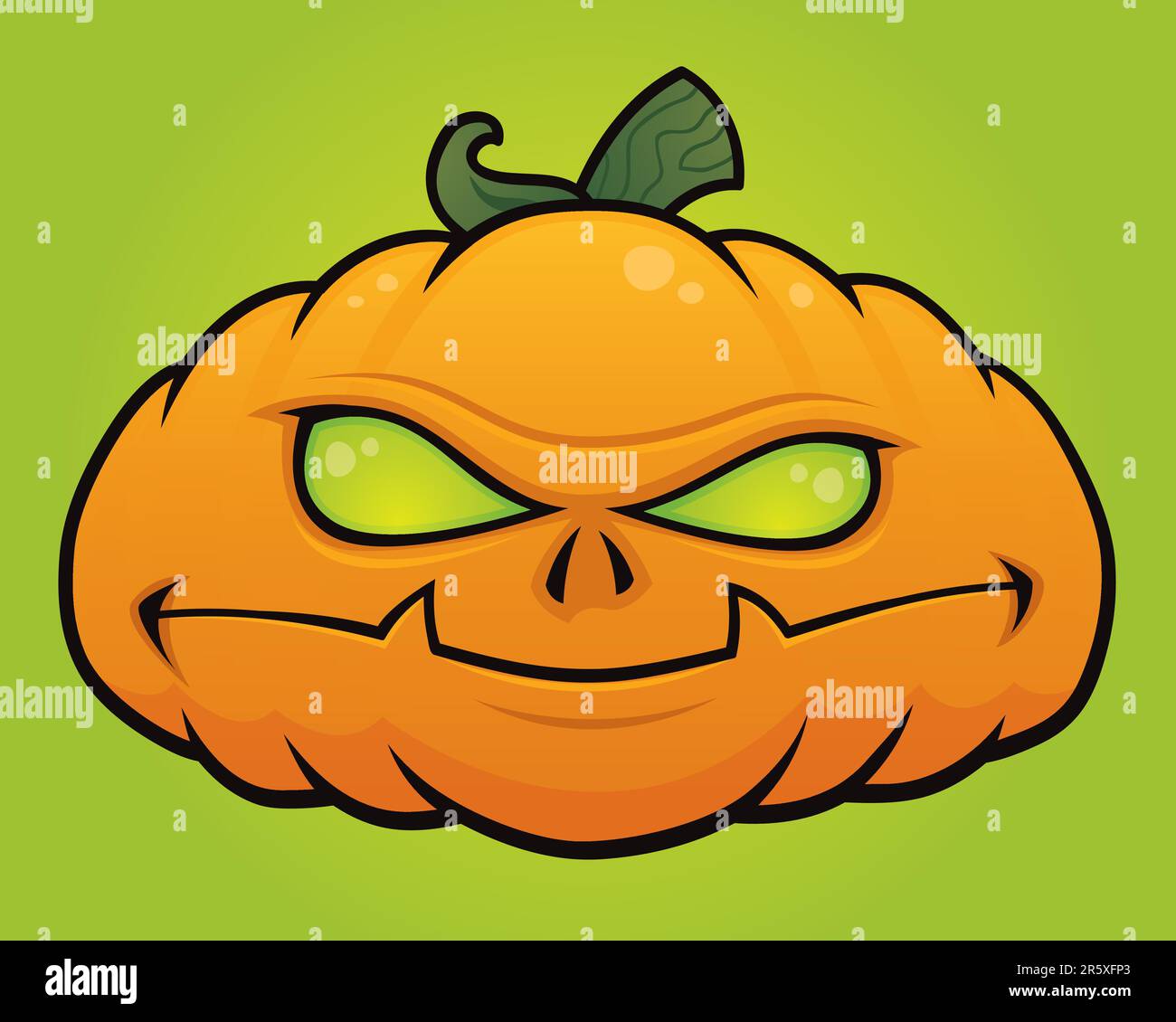 Gruselige Vektor Halloween Kürbis Kopf Monster in einem humorvollen Cartoon-Stil gezeichnet. Stock Vektor