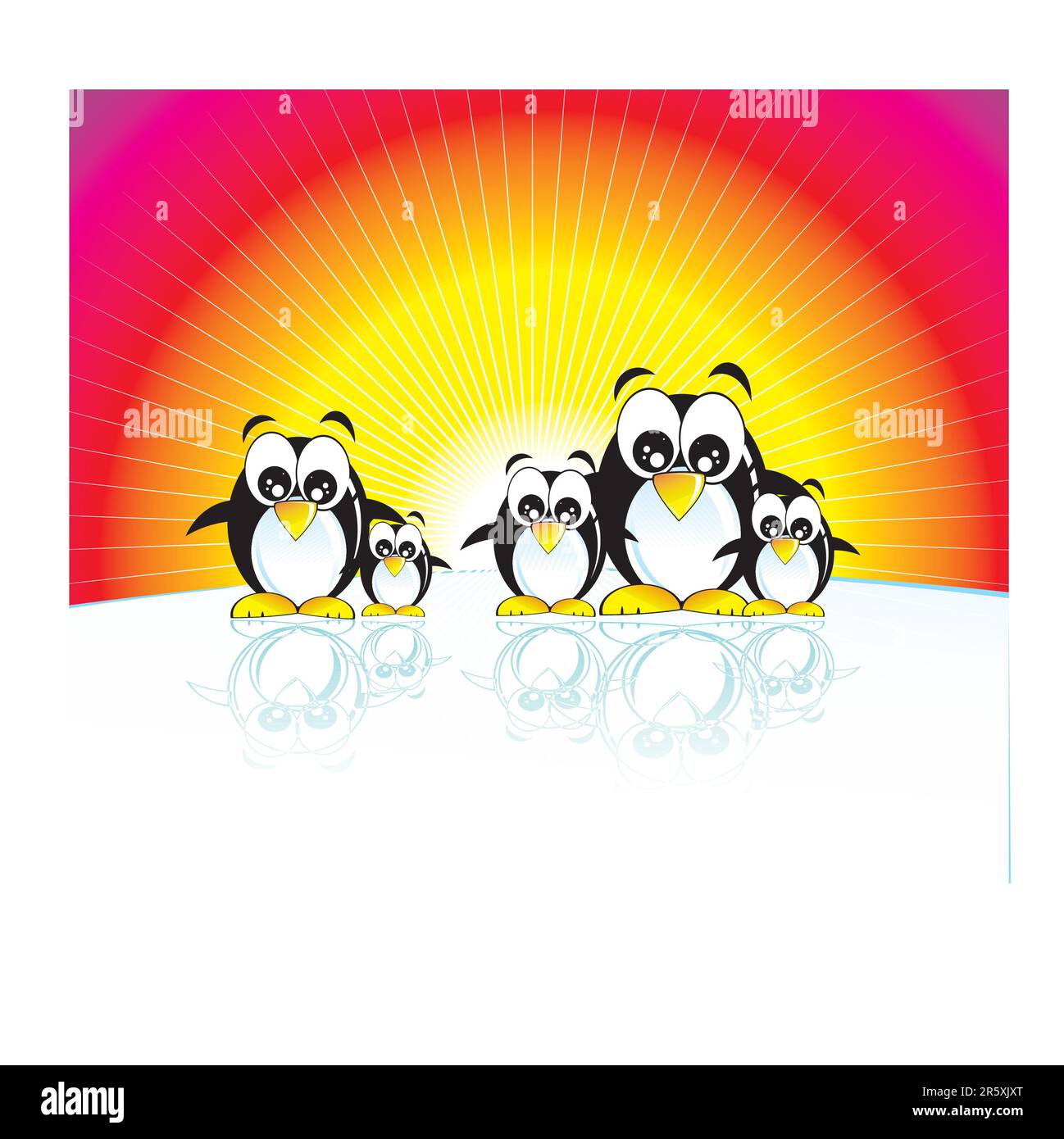 Lustige Familie von Pinguinen und Südpol Stock Vektor