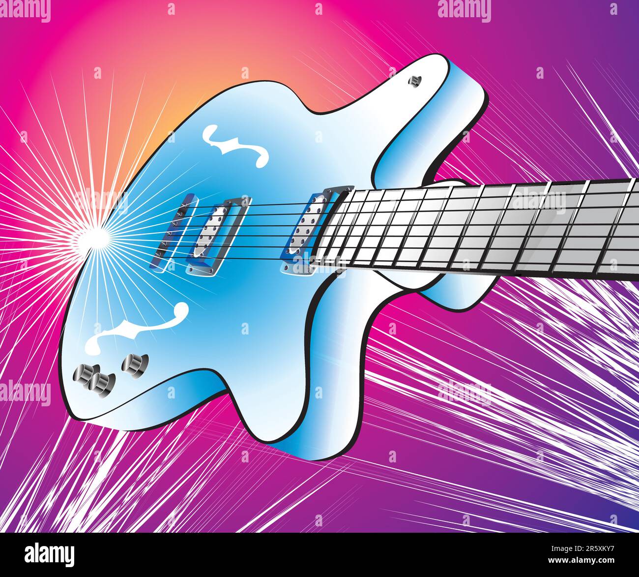 Retro-Gitarre mit farbenfrohem Hintergrund Stock Vektor