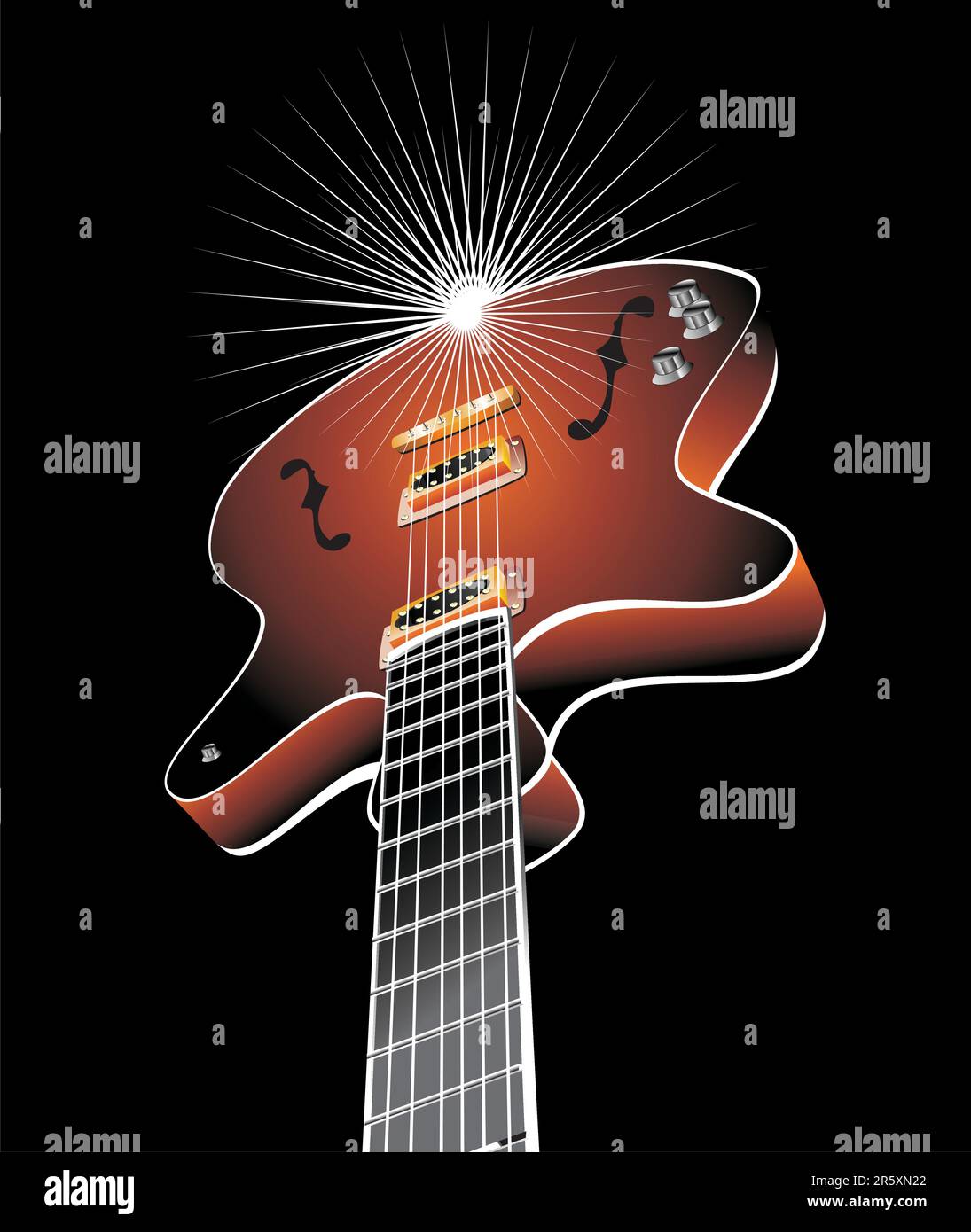 Retro-Gitarre mit farbenfrohem Hintergrund Stock Vektor