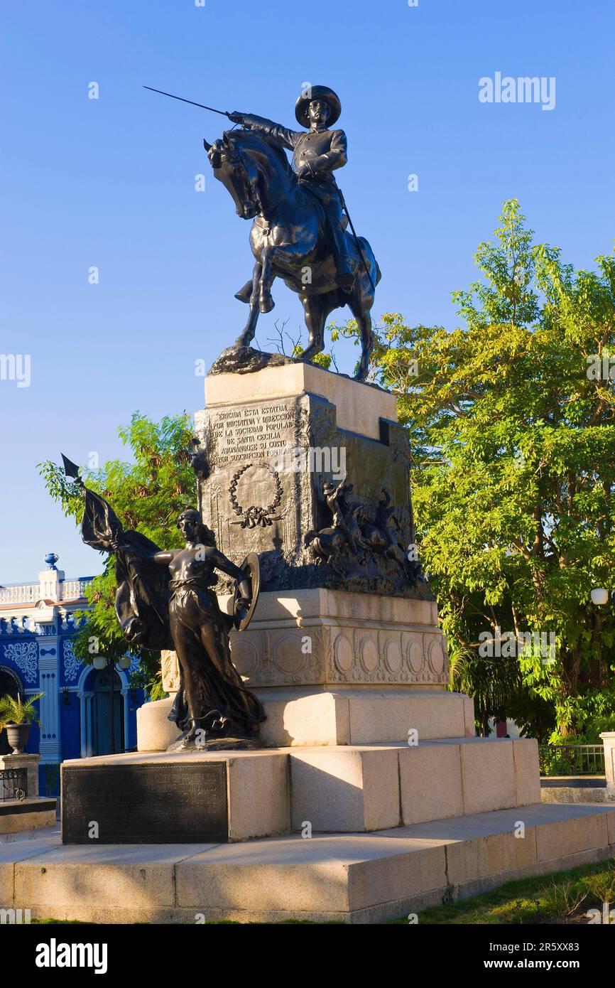 Reiterstatue, Ignacio Agramonte Park, Camaguey, Kuba Stockfoto