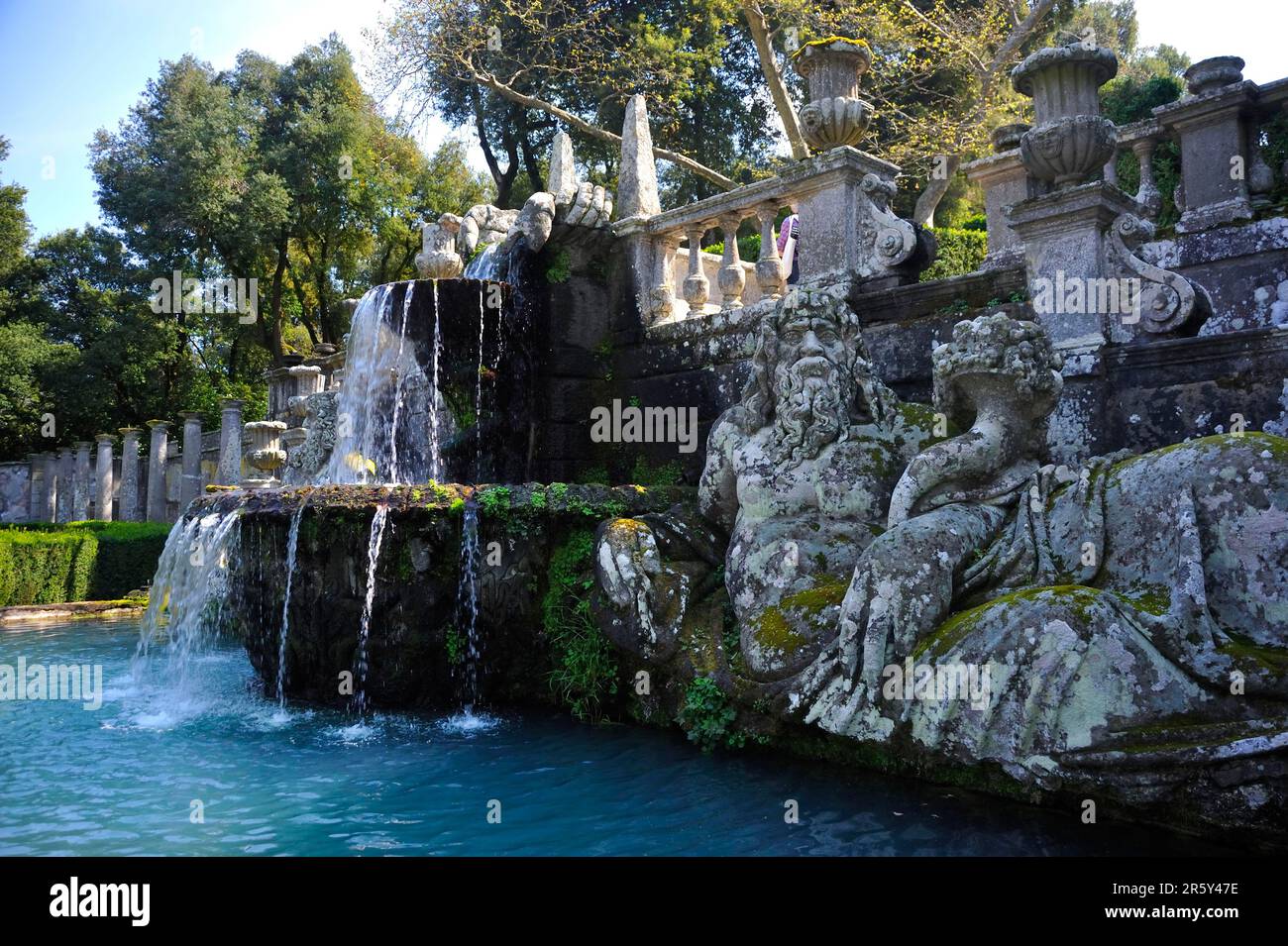 Riesenbrunnen, Statuen der Flussgötter, Villa Lante, Bagnaia, Elba, Toskana, Riesenbrunnen, Italien Stockfoto