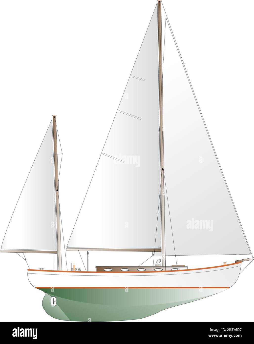 vektordarstellung einer klassischen Segelyacht Stock Vektor