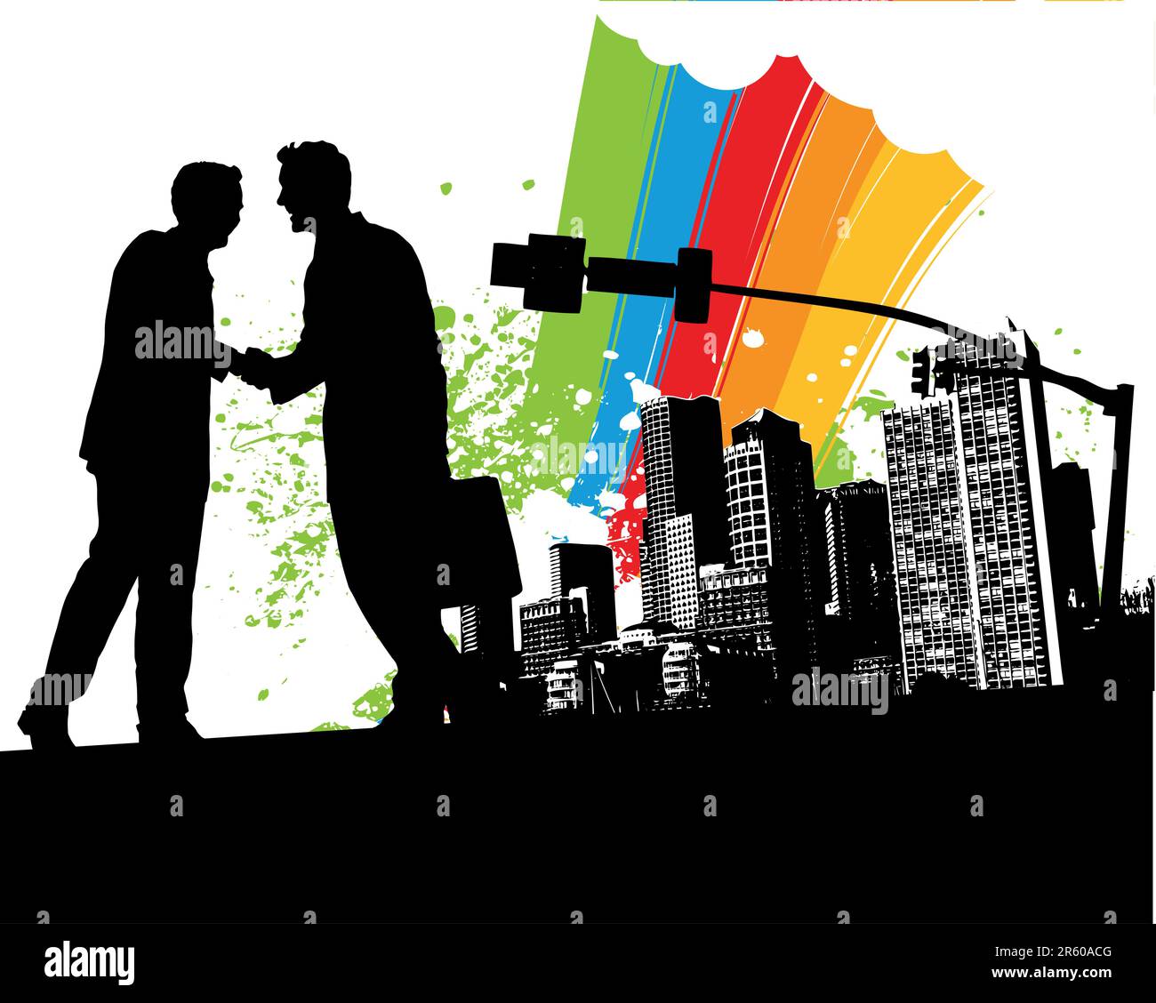 Regenbogen-Business-Handshake-Vektordarstellung Stock Vektor