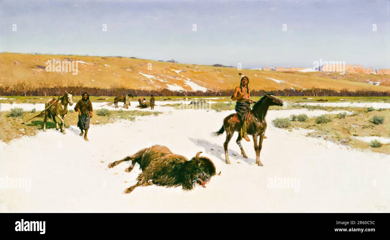 Henry Farny, der Letzte der Herde, malt in Öl auf Leinwand, 1906 Stockfoto