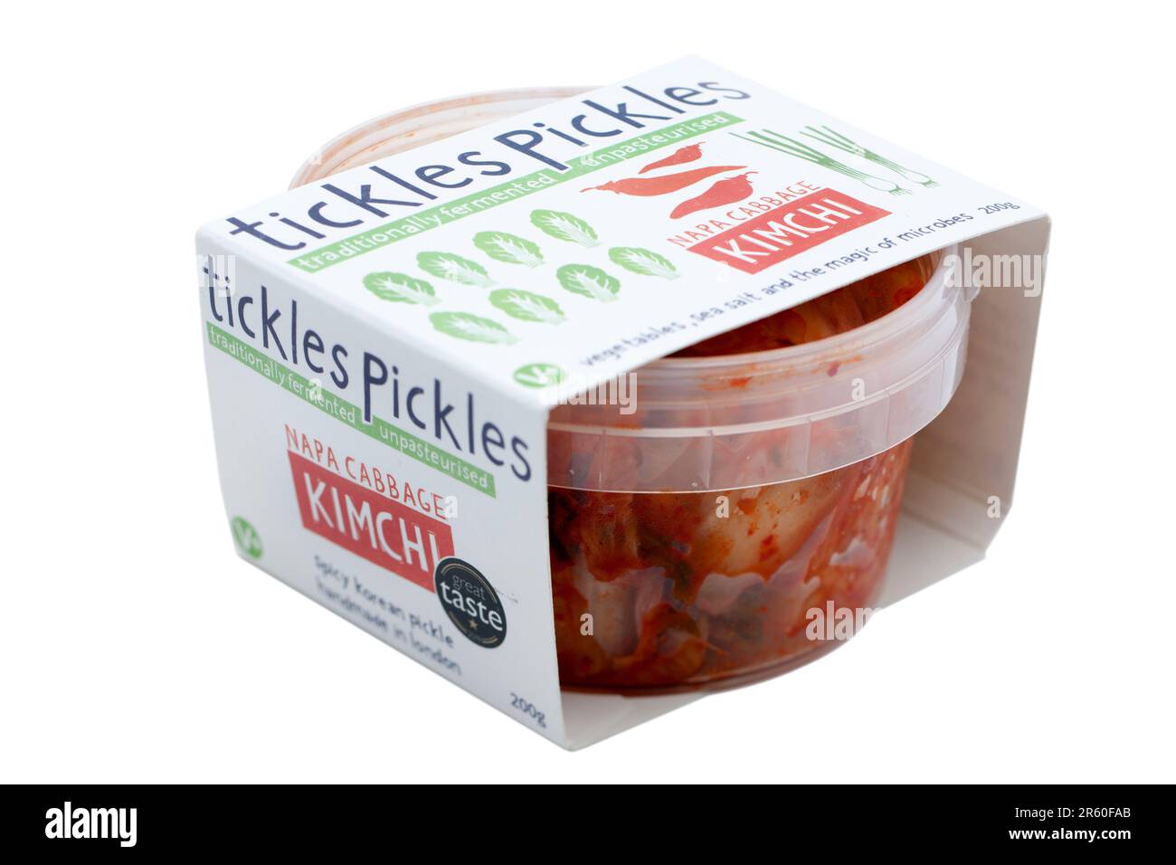 Eine Tüte Kitkles' Pickles Fresh Kimchi 200g Stockfoto