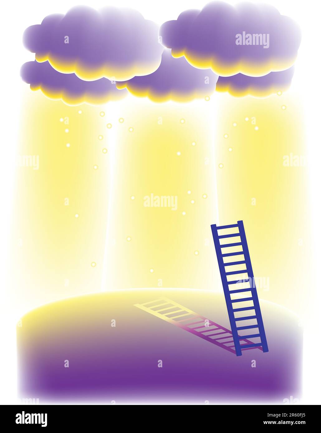 vektordarstellung für eine Treppe und ein goldenes Licht aus Wolken, Metaphern, Fantasie Stock Vektor