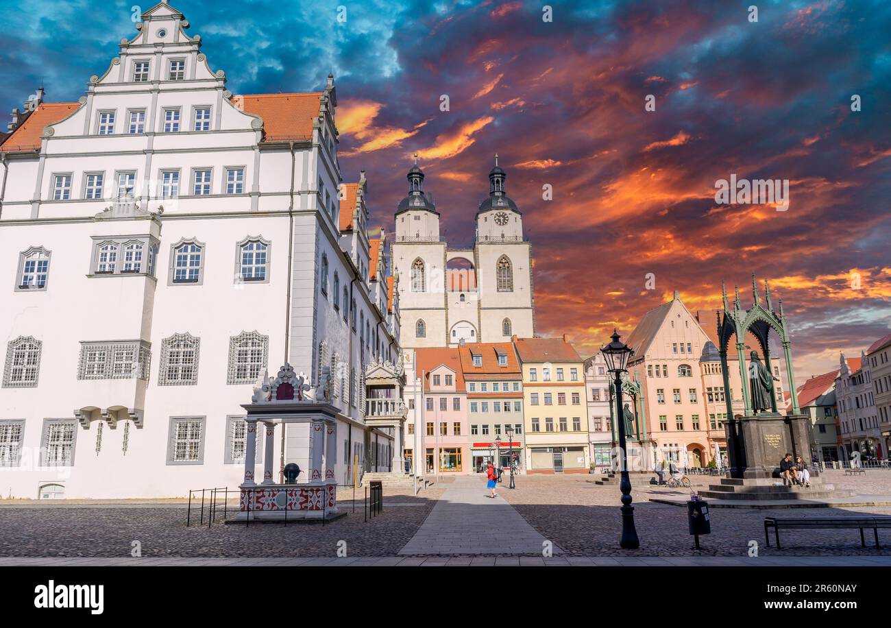 Altstadt Marktplatz Lutherstadt Wittenberg Stockfoto
