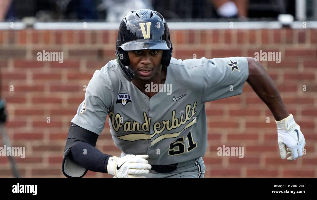 Vanderbilt outfielder Enrique Bradfield Jr. plays against Xavier during