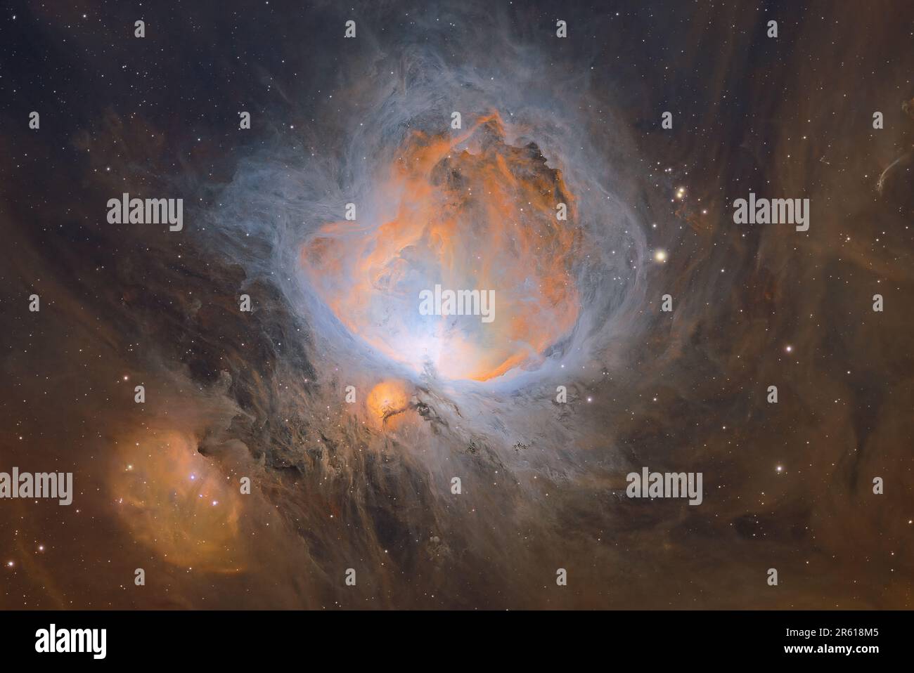 Hochauflösende Tiefen-Himmel-Astrofotografie des Orion-Nebels M42 Stockfoto