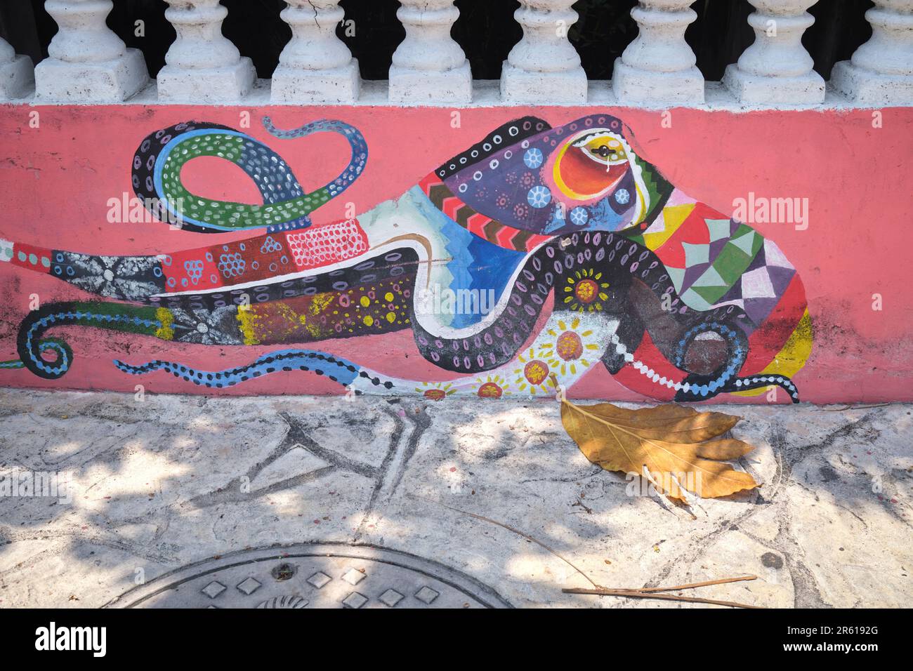 Street Art Puerto Morelos Yucatan Mexiko Stockfoto