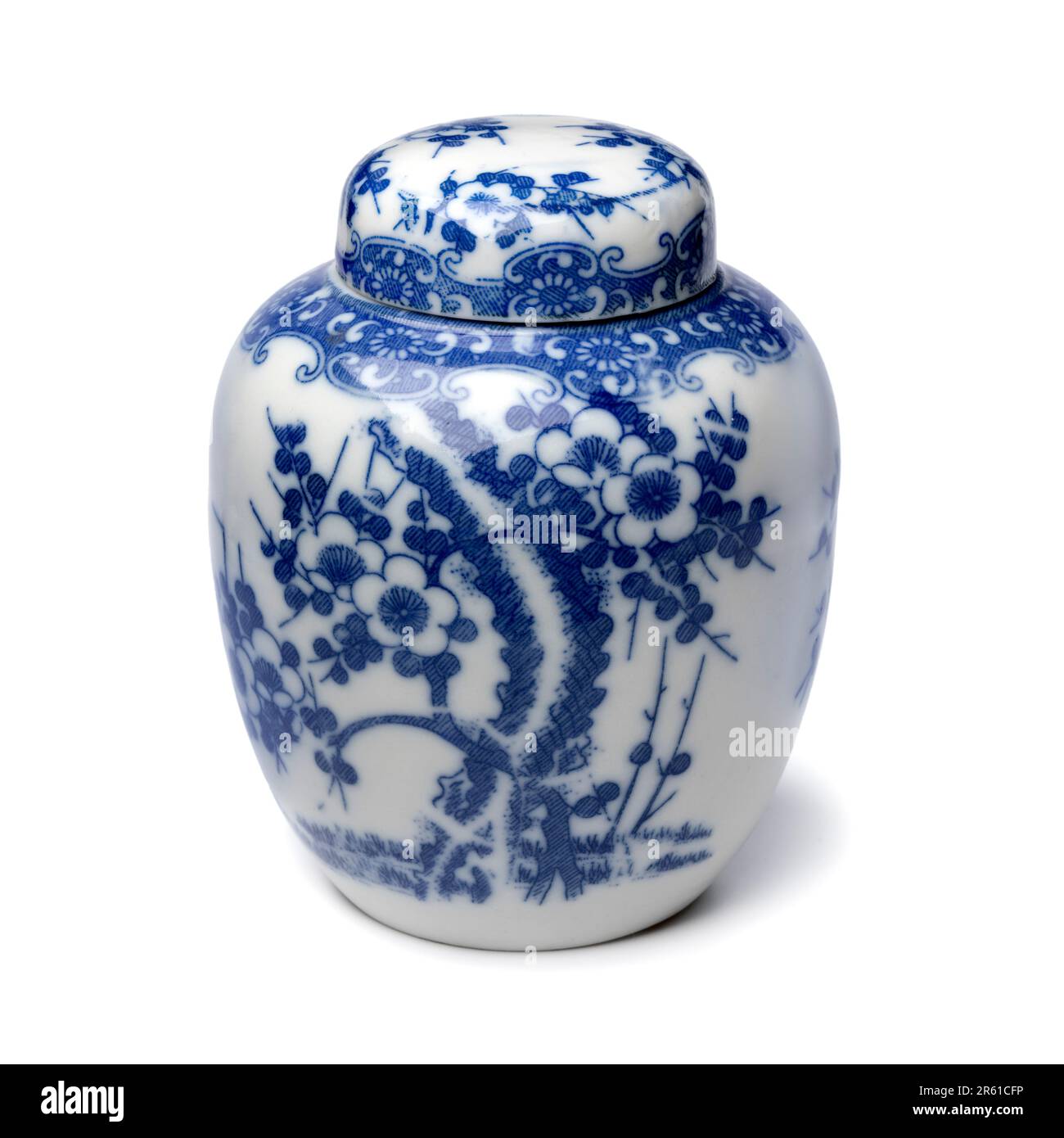 Traditionelles chinesisches Ingwerglas isoliert auf weißem Hintergrund Stockfoto