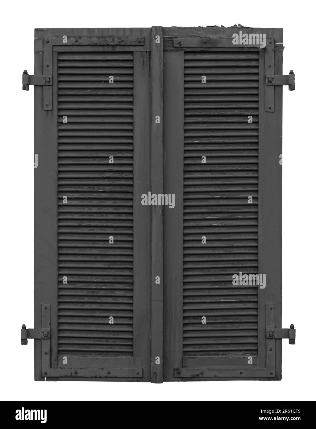 Alte isolierte Monochrom-Blende vor weißem Hintergrund Stockfoto